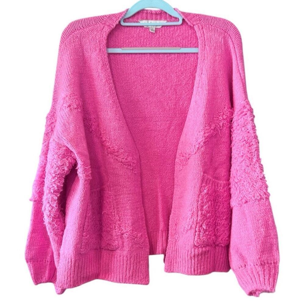 Pink Side Slit Open Front Cardigan Size Large NEW - Davi & Dani - Picture 11 of 14